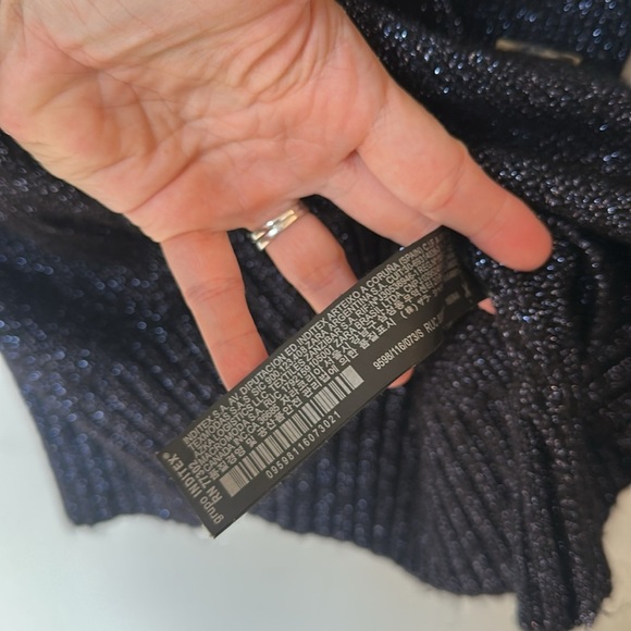 Zara Metallic Knit navy Oversized button Cardigan small - Picture 4 of 5